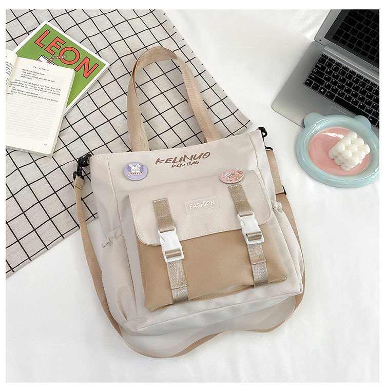 书包女ins森系单肩包学生帆布包清新简约斜挎包大容量装书手提袋详情4