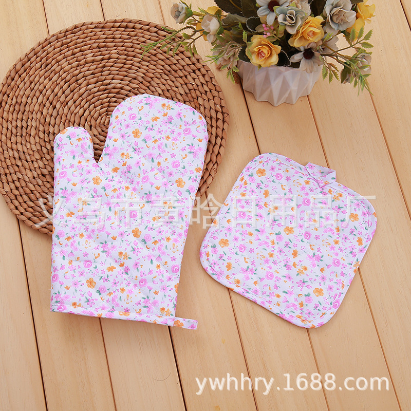 【 Chi Jia 】 Microwave Oven Glove Pad Two-piece Set Thickened and enlarged heat-resistant oven baking gloves pic 2