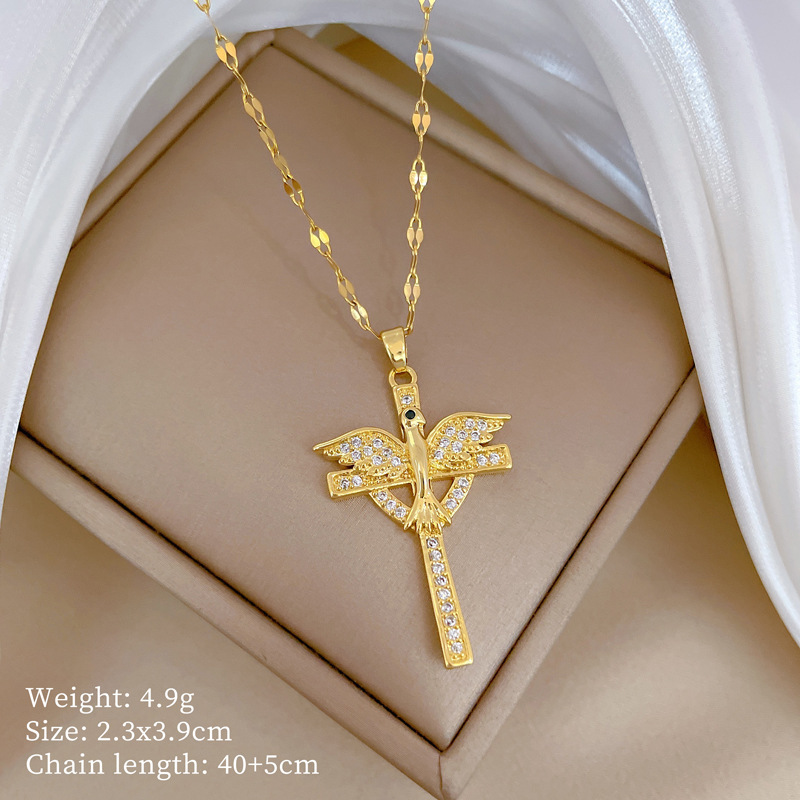 【钛钢】铜微镶爱心时尚轻奢气质华丽满钻项链女百搭锁骨链钛钢详情10