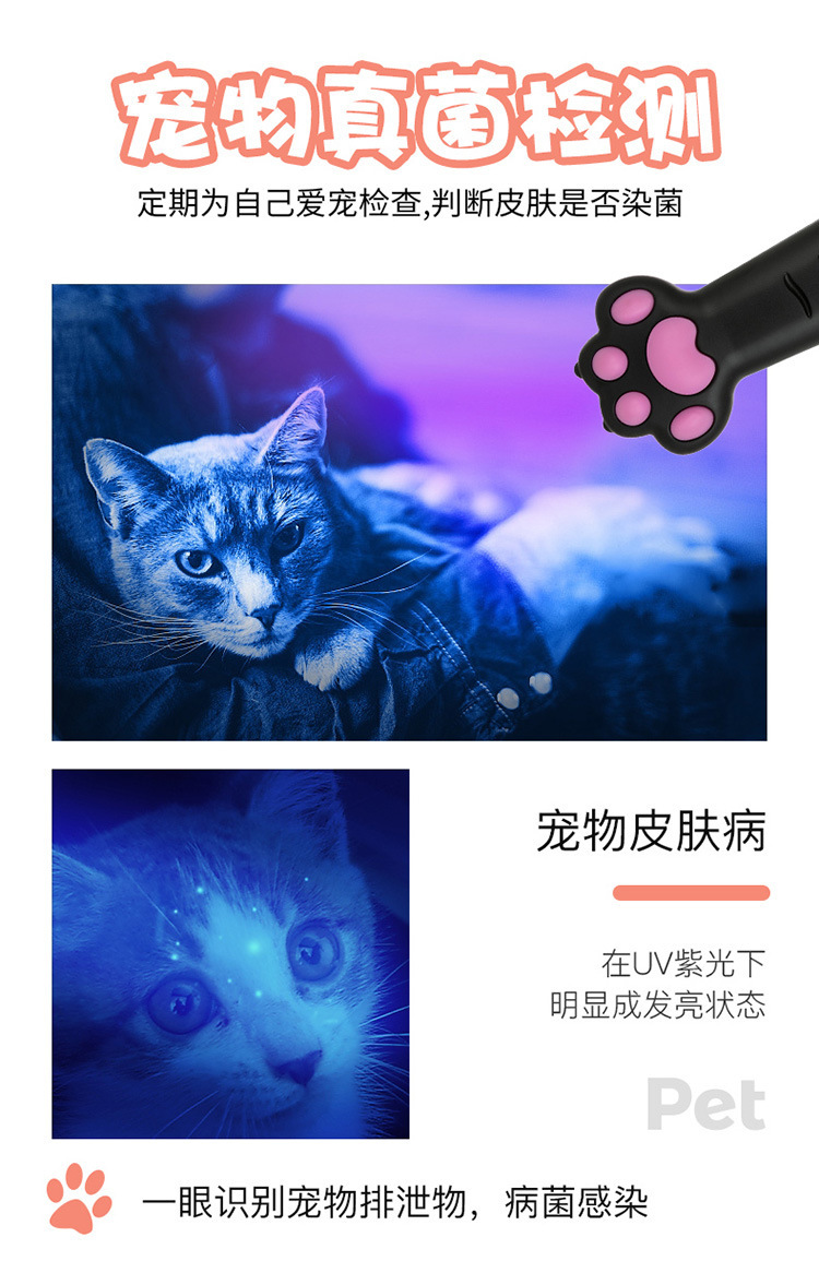 宠物用品猫猫玩具 激光逗猫手电筒紫光验钞尿斑电池逗猫笔 图案投影逗猫棒 猫咪互动娱乐设备详情10