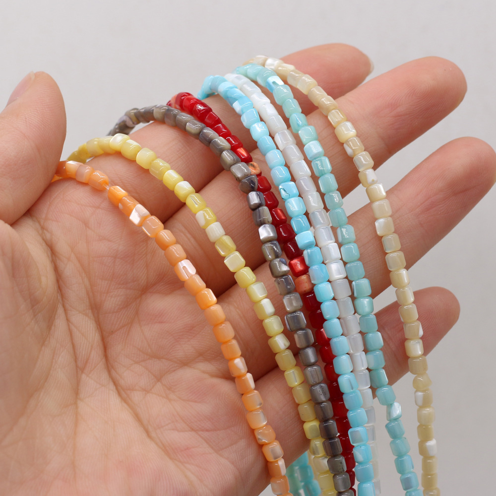 diy beaded jewelry materials, loose beaded bracelet accessories, handcrafted colorful natural freshwater shells, crushed stones, square pic 27