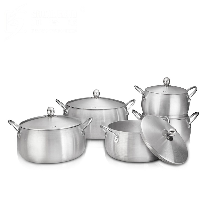 Aluminum pots Middle East and Africa Aluminum Lid Set Soup Pot Sanding pot 10-piece set 16/18/20/22/24 pic 4
