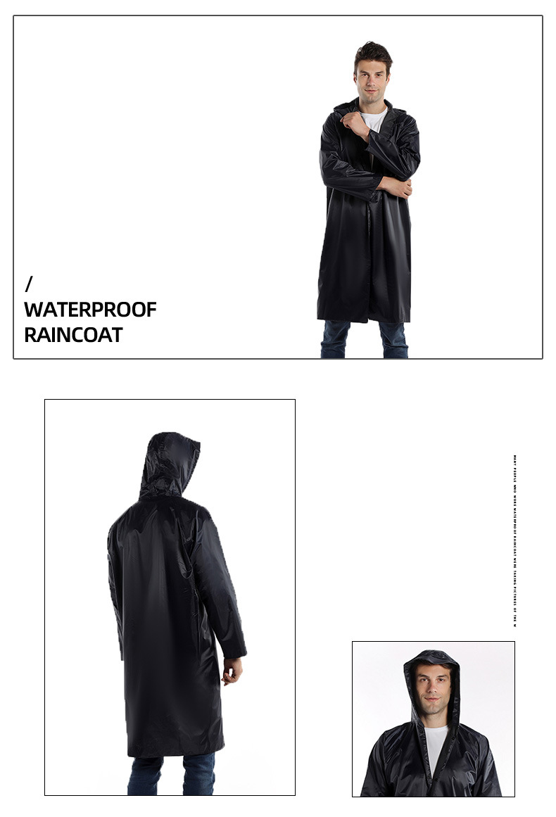 Wholesale of cross-border thickened rainproof duty long one-piece raincoat, PVC hiking raincoat, polyester raincoat pic 11