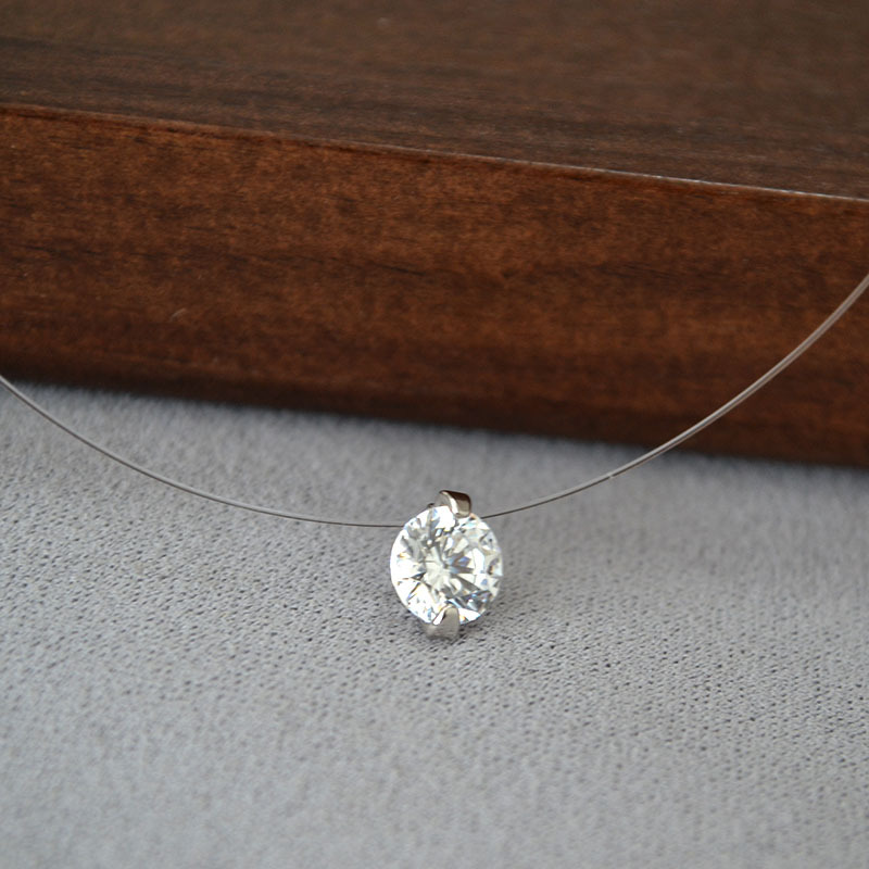 日韩小众设计人鱼的眼泪5A级爆闪锆石隐形鱼线轻奢简约项链锁骨链详情15