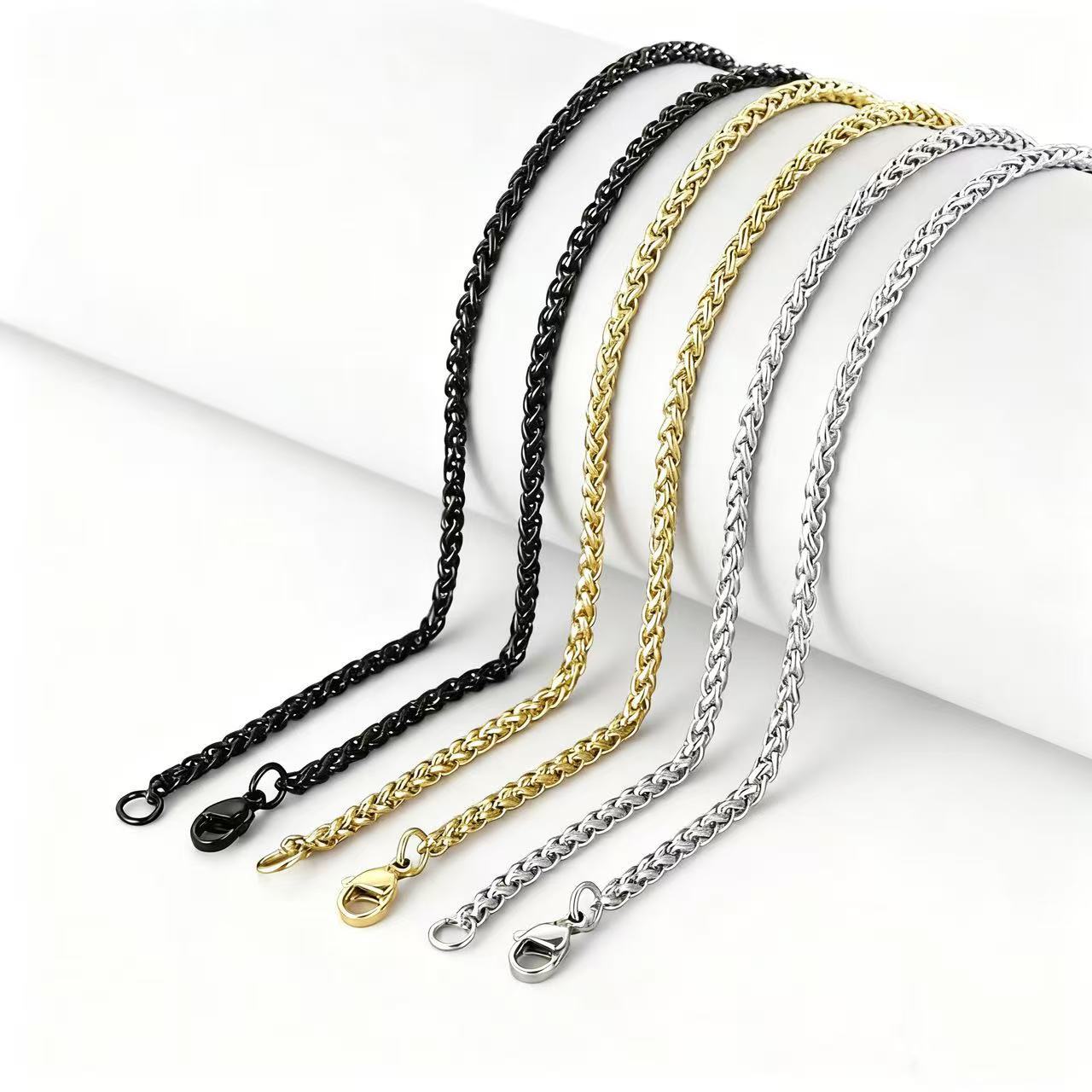 欧美风嘻哈不锈钢花篮链男士个性龙骨吊坠钛钢项链潮流饰品详情1