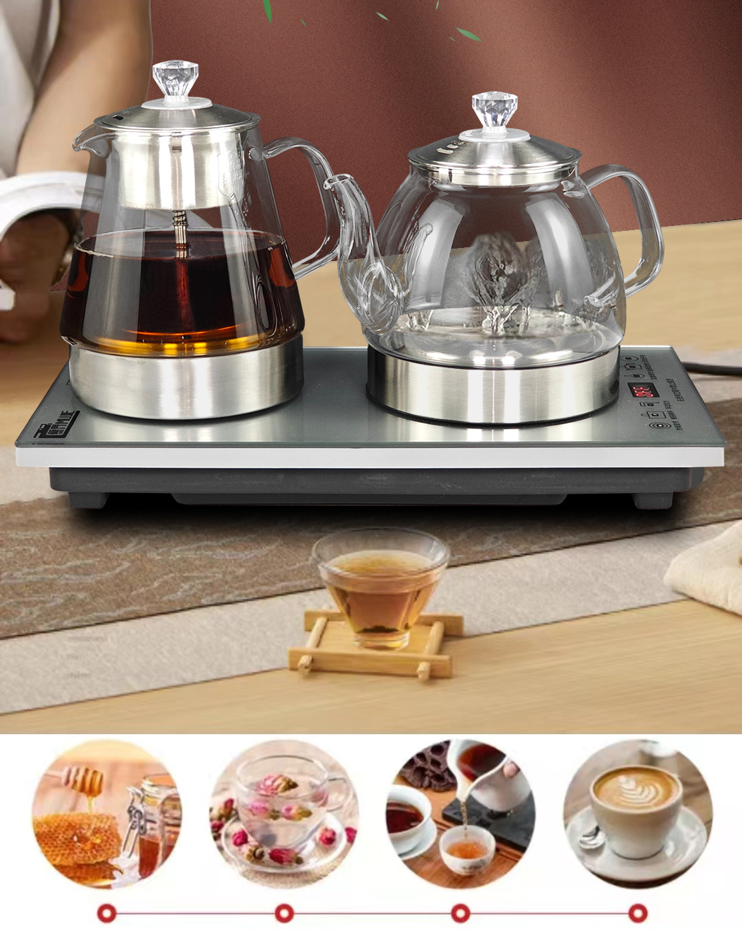 智能全自动底部上水电热烧水壶茶桌抽水嵌入式茶台一体机泡茶专用详情8