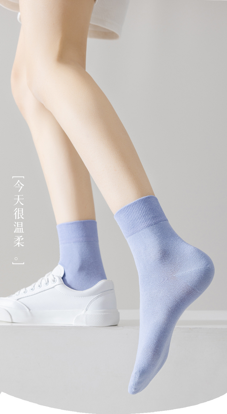 春秋款女士纯棉中筒袜 吸汗透气无骨棉袜 夏季薄款月子袜 运动休闲长袜 女士舒适棉质长筒袜详情20