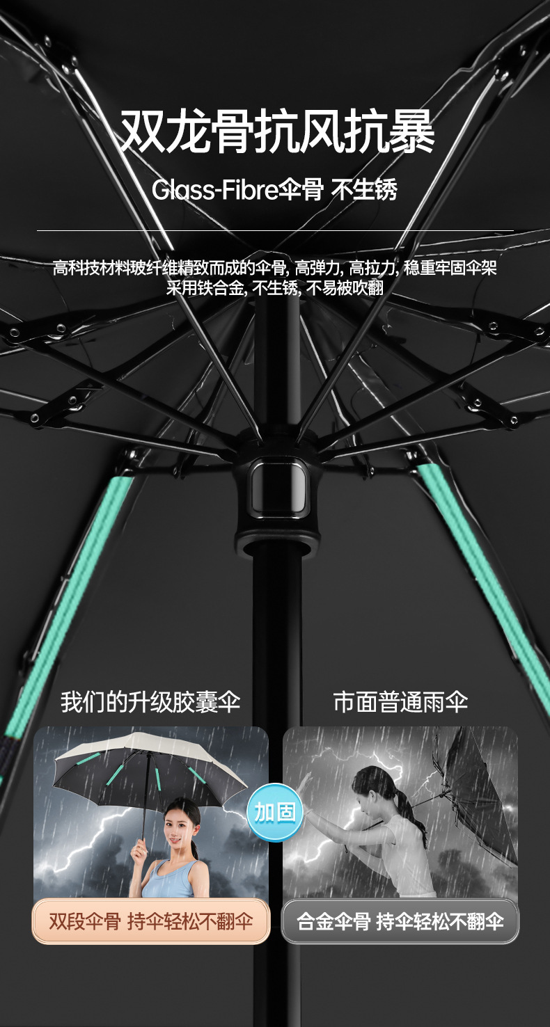 迷你胶囊伞雨伞女折叠伞晴雨两用遮阳伞渐变扁六折防晒太阳伞批发详情22