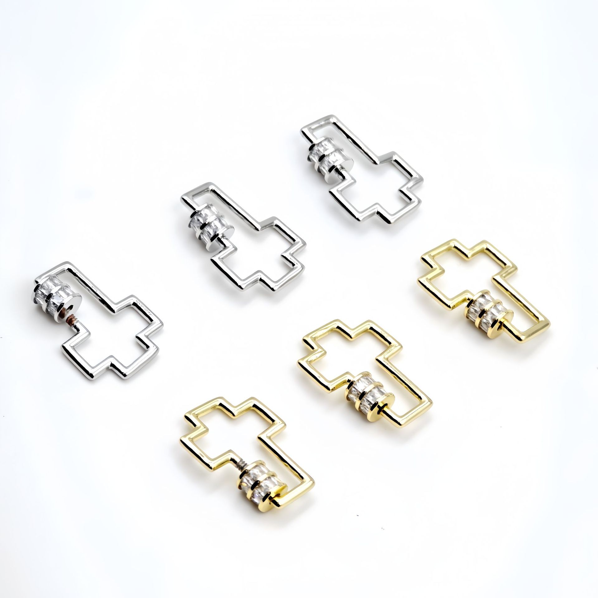 跨境外贸AAA高档锆石心形螺纹扣吊坠微镶铜电镀金多款单吊坠饰品详情17