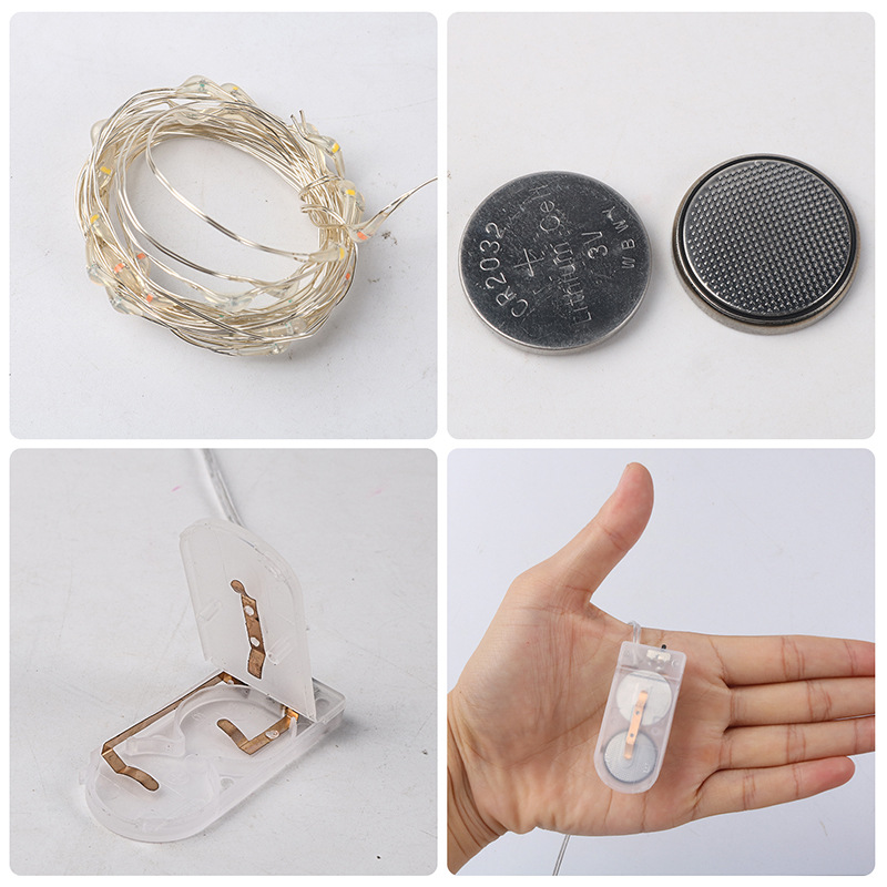 Wholesale copper wire light strings, led light strings, button batteries 2032, flower cake decorative lights, gift colored lights, string lights pic 1