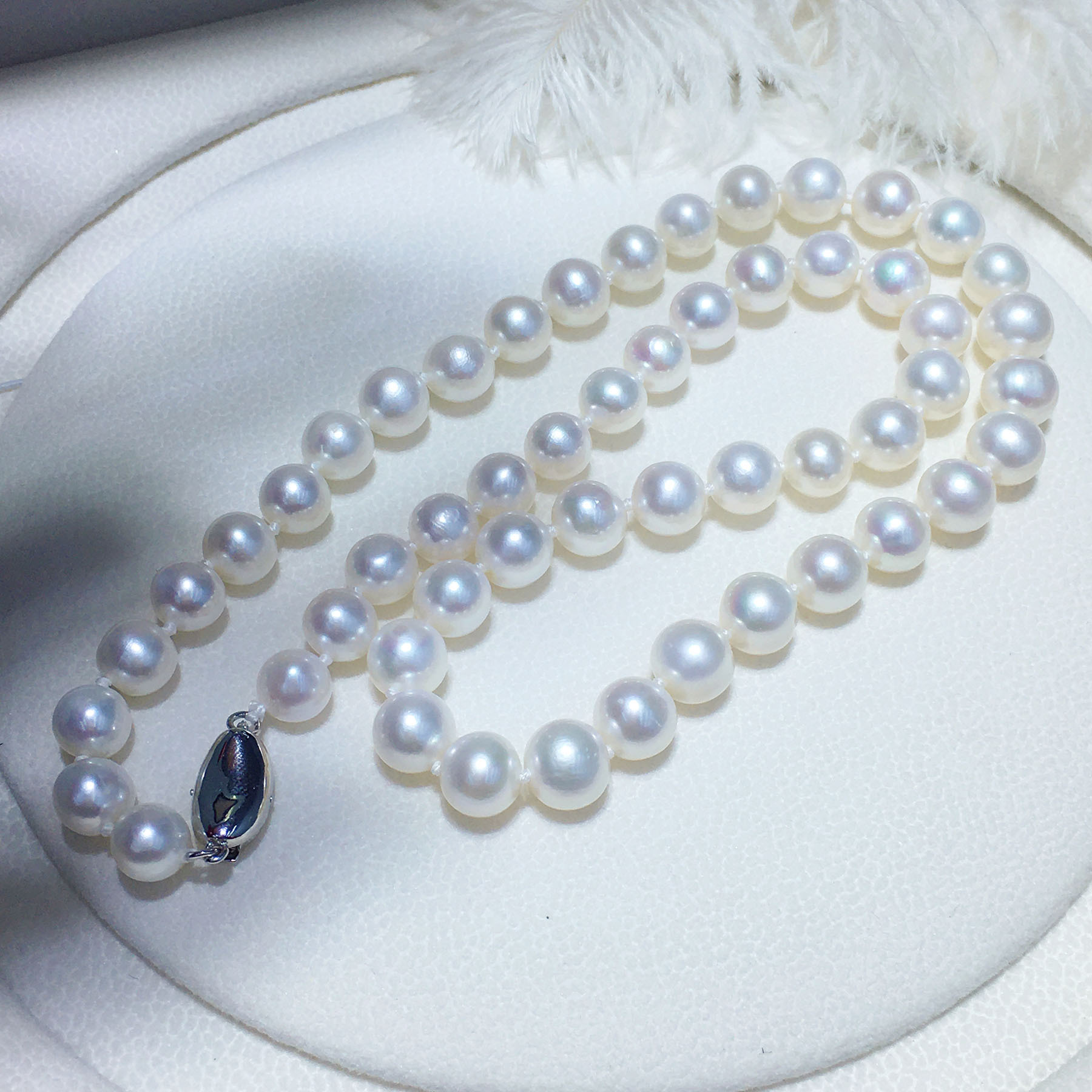 Retro plain chain collarbone chain tian Ran freshwater 7, 8, 9 round slightly flawed bright light pearl necklace finished product wholesale pic 14