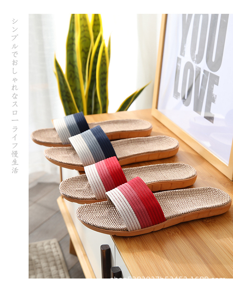 Four-season linen slippers for men, breathable and anti-slip in summer, for indoor home use. Cotton and linen cooling slippers for women, spring and autumn pic 13