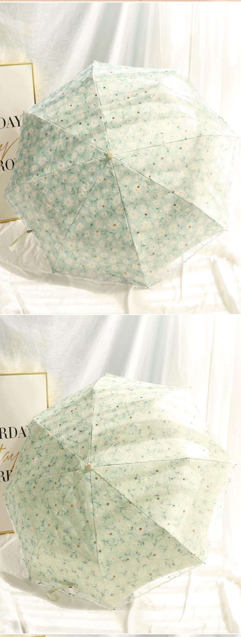 【新品】超甜美蕾丝全自动伞女神双层黑胶防晒防紫外线晴雨两用遮详情14