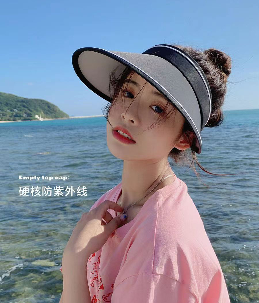 韩版uv空顶遮阳防晒帽子防紫外线大帽檐户外骑行防紫外线可折叠夏详情13