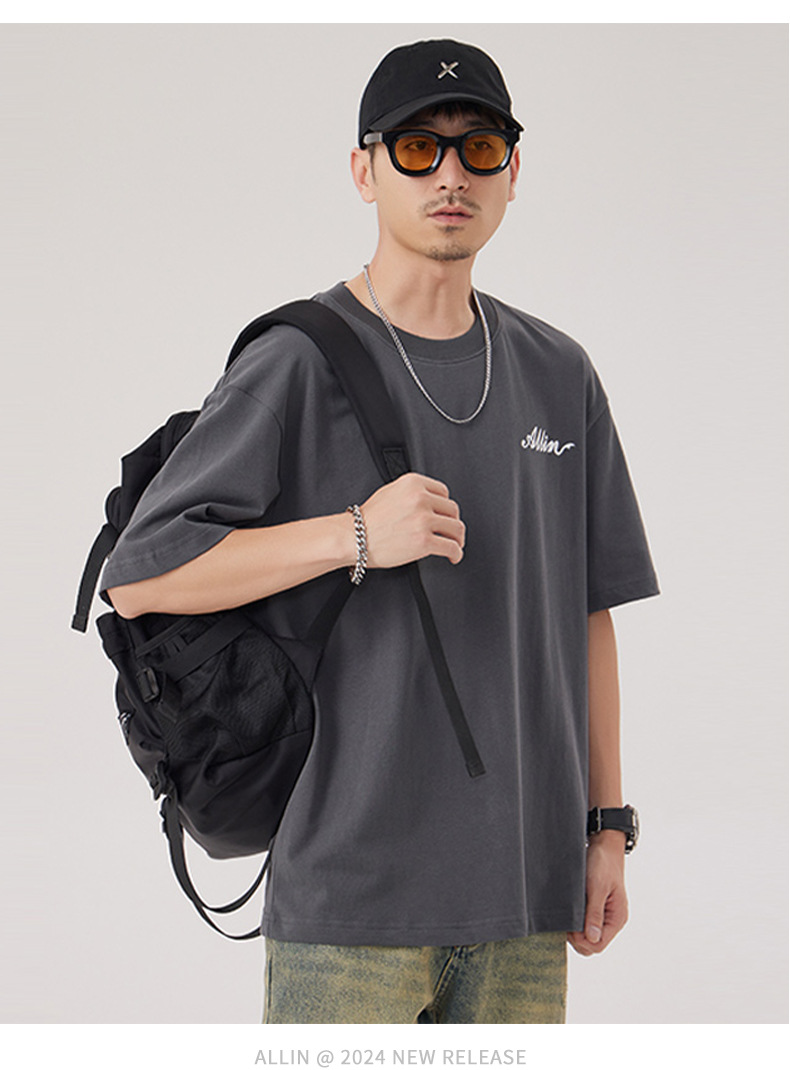 The 2025 summer new half-sleeved T-shirt for men is a trendy and versatile short-sleeved American retro printed loose round-neck T-shirt pic 49