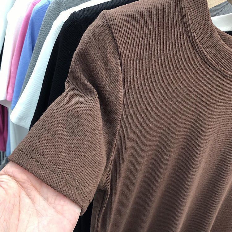 纯色面膜T恤女短袖2024年夏季新款法式修身显瘦设计感打底衫上衣详情8