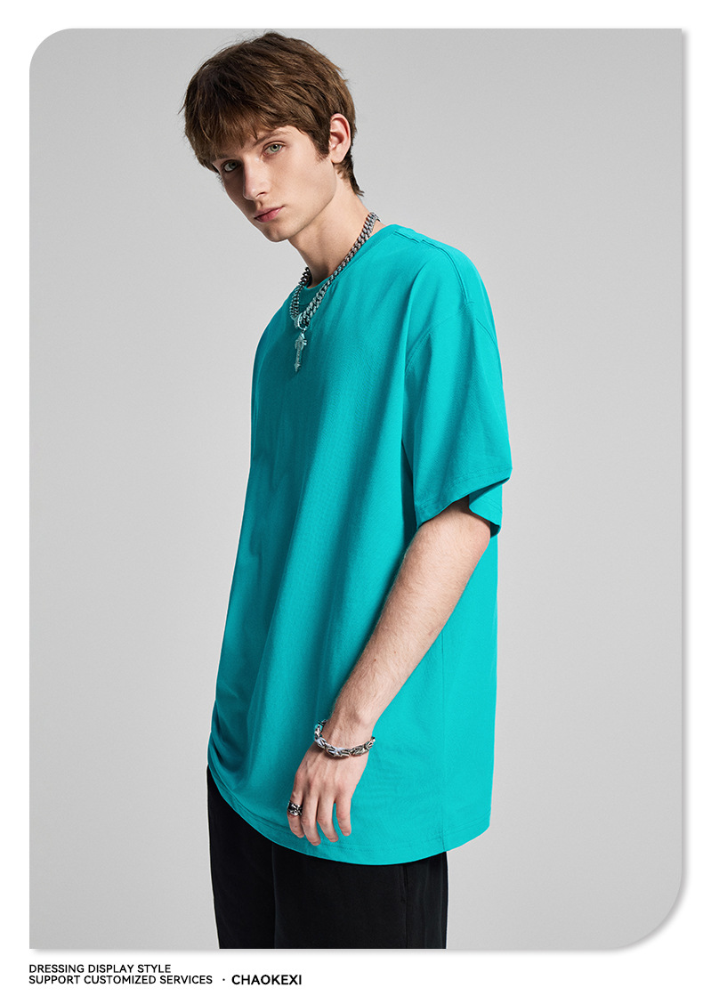 CKX2026夏季美式275g高品质潮牌纯棉t落肩纯色男潮青少年短袖T恤详情53