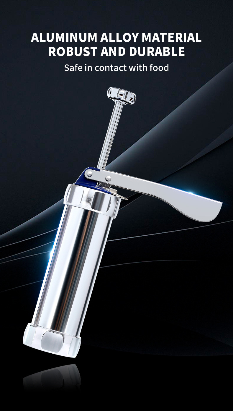 Cookie mold gun, baking tool, aluminum alloy piping nozzle, 20 pieces of sheet, bean melting and flower squeezing bag set, baking pic 4