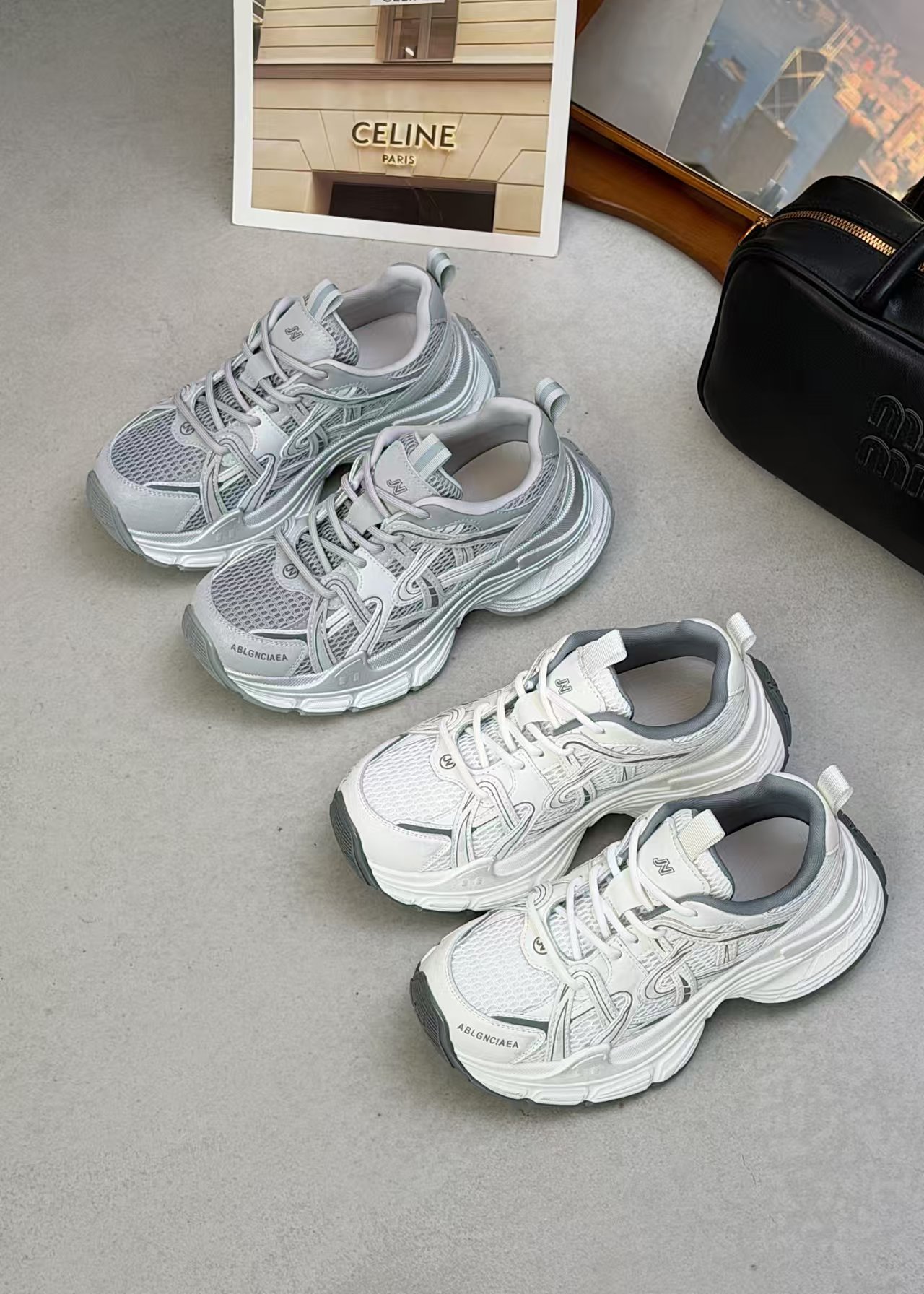 欧货老爹鞋女2026新款真皮网面透气运动风休闲鞋百搭厚底跑步鞋详情10