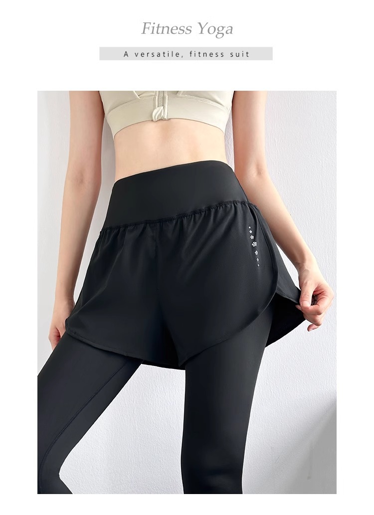 Two sets of yoga pants for women, summer running and fitness wear, high-waisted, hip-lifting, elastic and slimming outdoor sports long pants wholesale pic 16