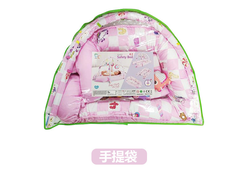 Cross-border four-in-one baby crawling mat, new baby bed in bed, play blanket, fitness frame, early education bell with music, baby bed pic 15