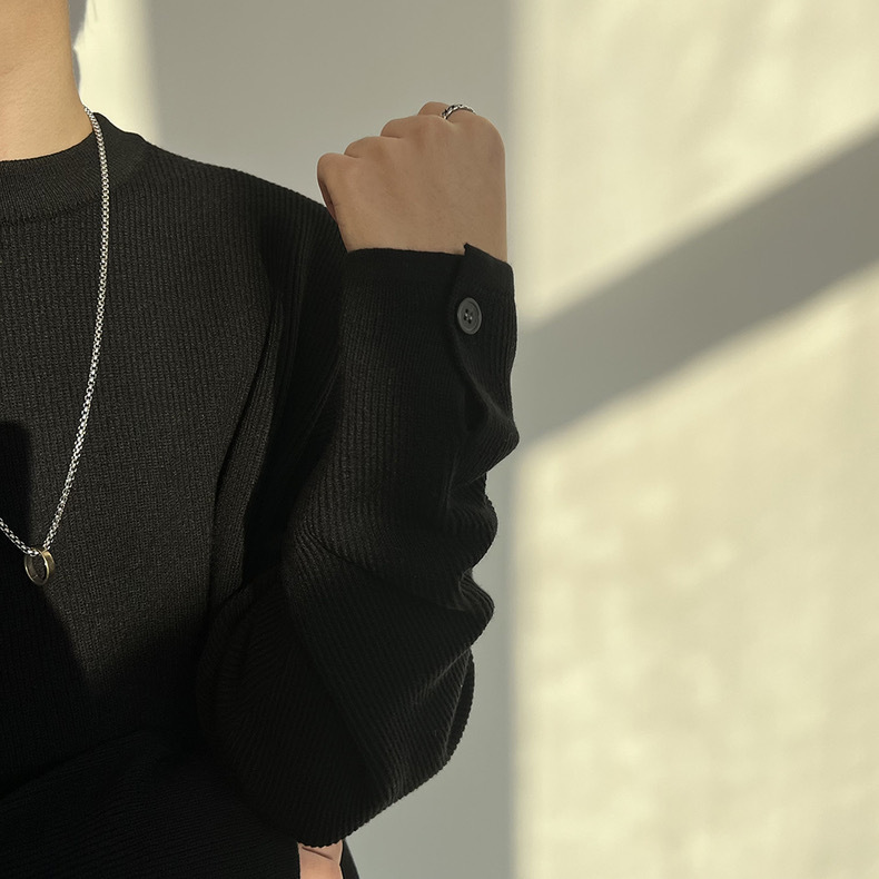 A wholesale live-streaming button new bestseller sweater for men, British trend youth Hong Kong style base knitted sweater coat pic 1