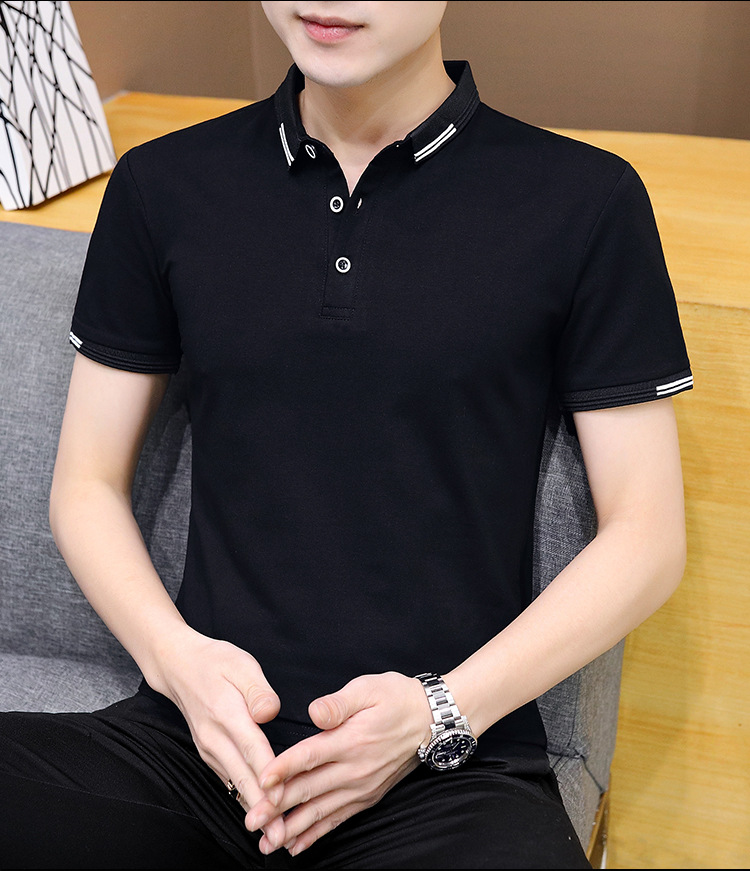 现货翻领莱卡棉短袖T恤男装Polo衫休闲刺绣半袖男上衣服装批发详情19
