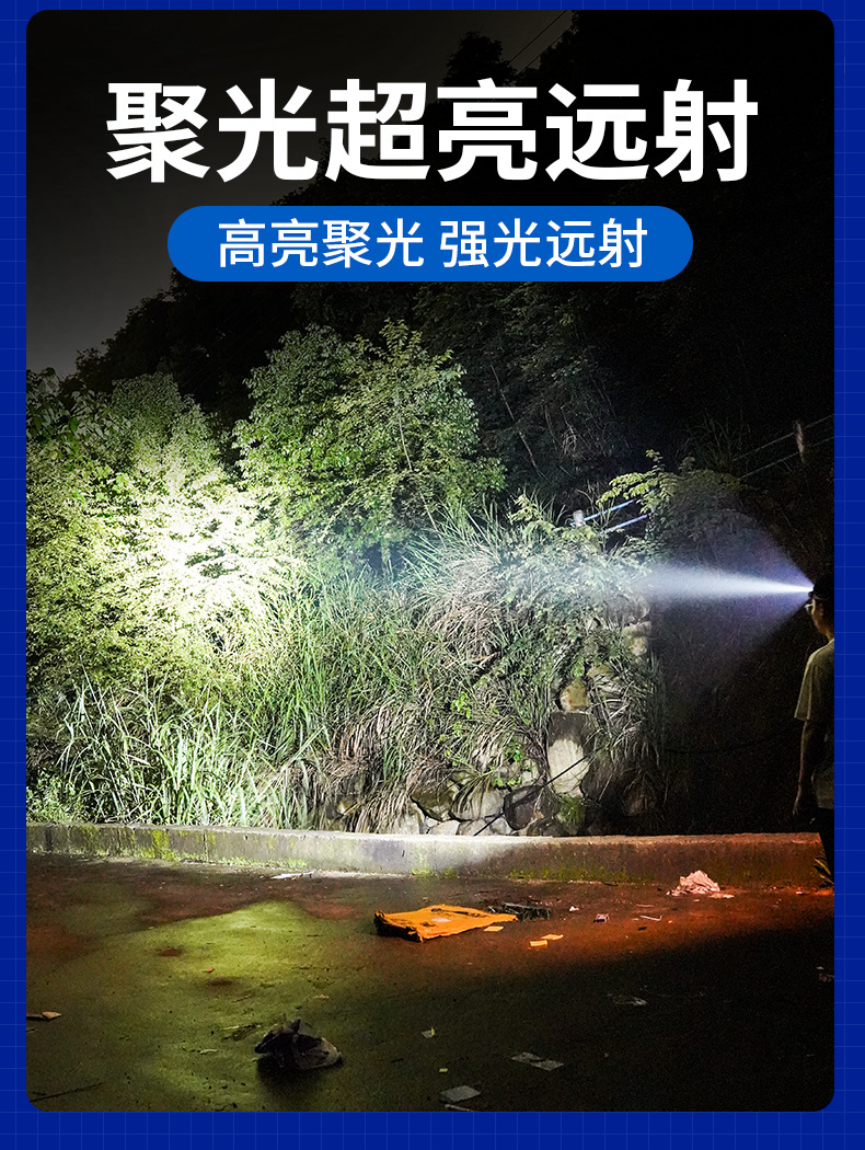 感应头灯长续航强光充电超亮LED户外钓鱼灯头戴式矿灯手电筒批发详情7