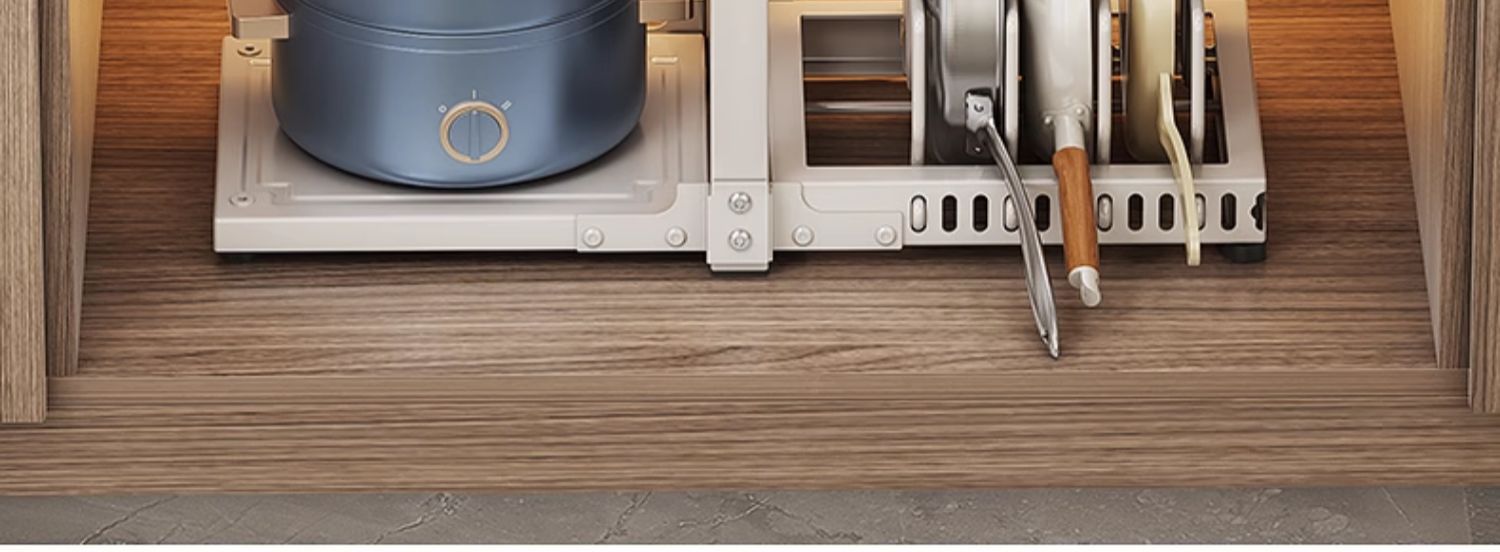 水槽下锅具置物架台面双杯放锅架跨境大锅平底锅收纳橱柜多层收纳详情7