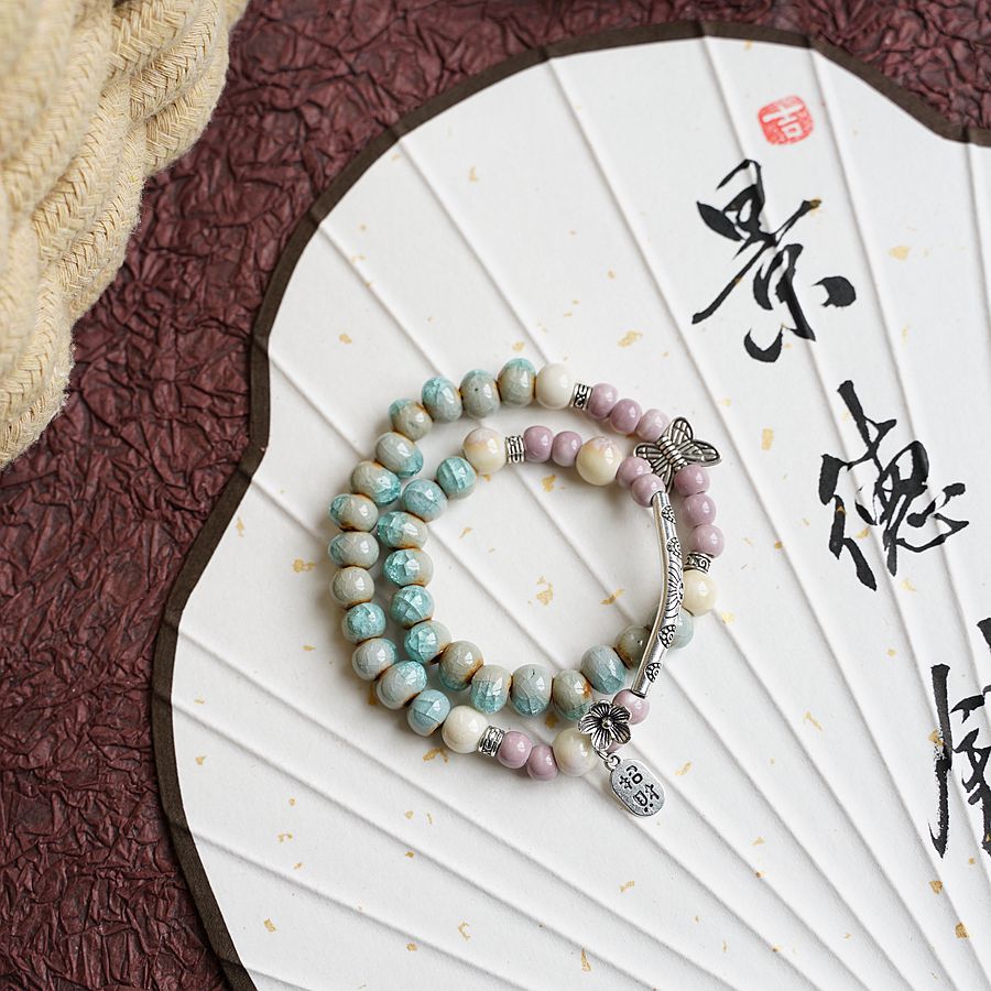 百搭高级感景德镇陶瓷手链蝴蝶饰品女手工编织手串新中式手串批发详情14