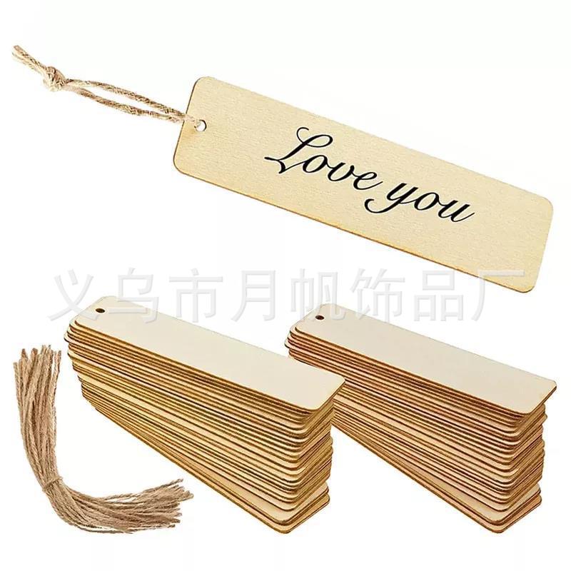 亚马逊热销木质空白创意书签木制木牌书签挂牌可涂鸦diy木牌木片详情1