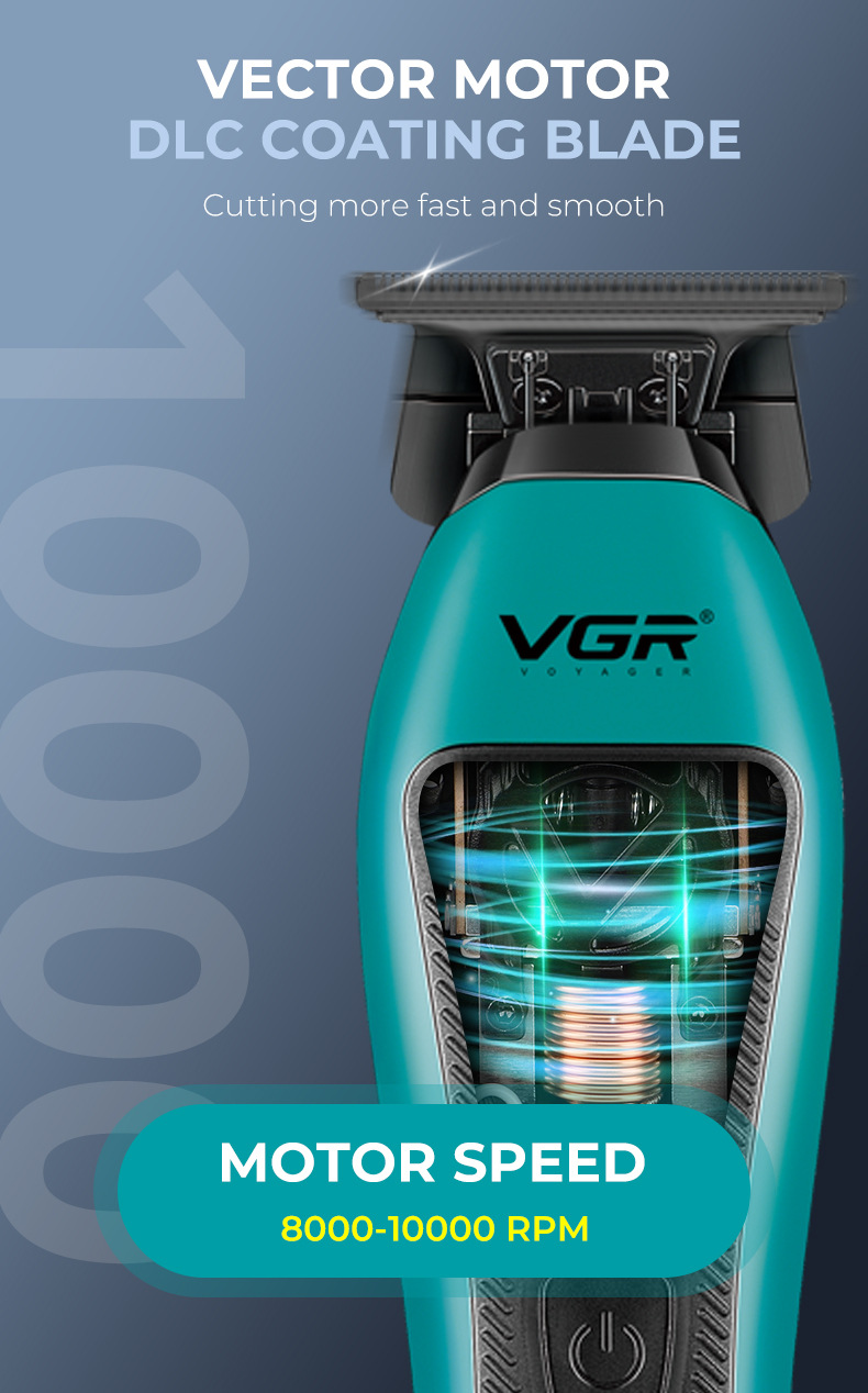 VGR035T跨境新款专业数显电推子高速雕刻剪手提箱底座款理发器详情5