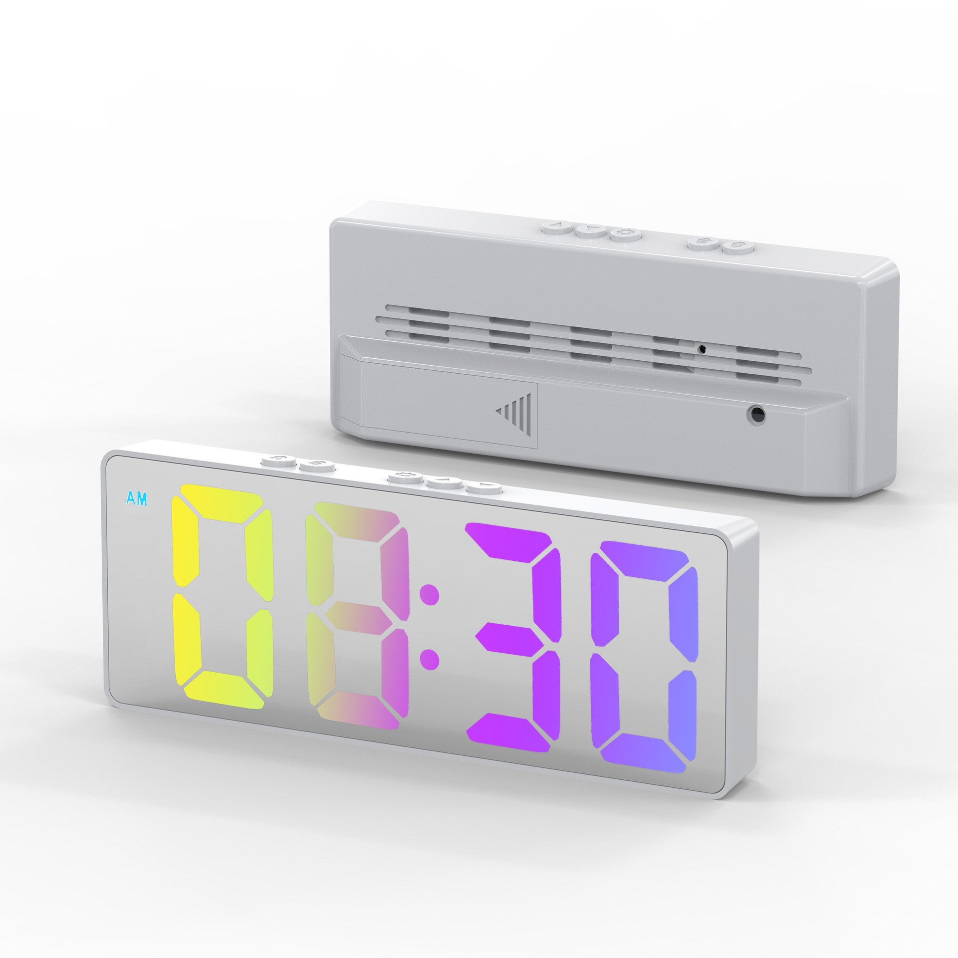 Color screen simple LED electronic alarm clock, student plug-in dual-purpose small alarm clock, digital clock, voice-controlled temperature clock pic 3