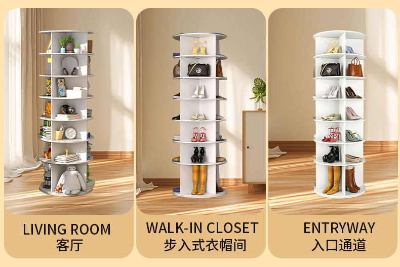 Rotating shoe rack, high appearance level, multi-layer floor storage rack for home use, bookshelf, large-capacity bag and hat storage and display rack pic 12