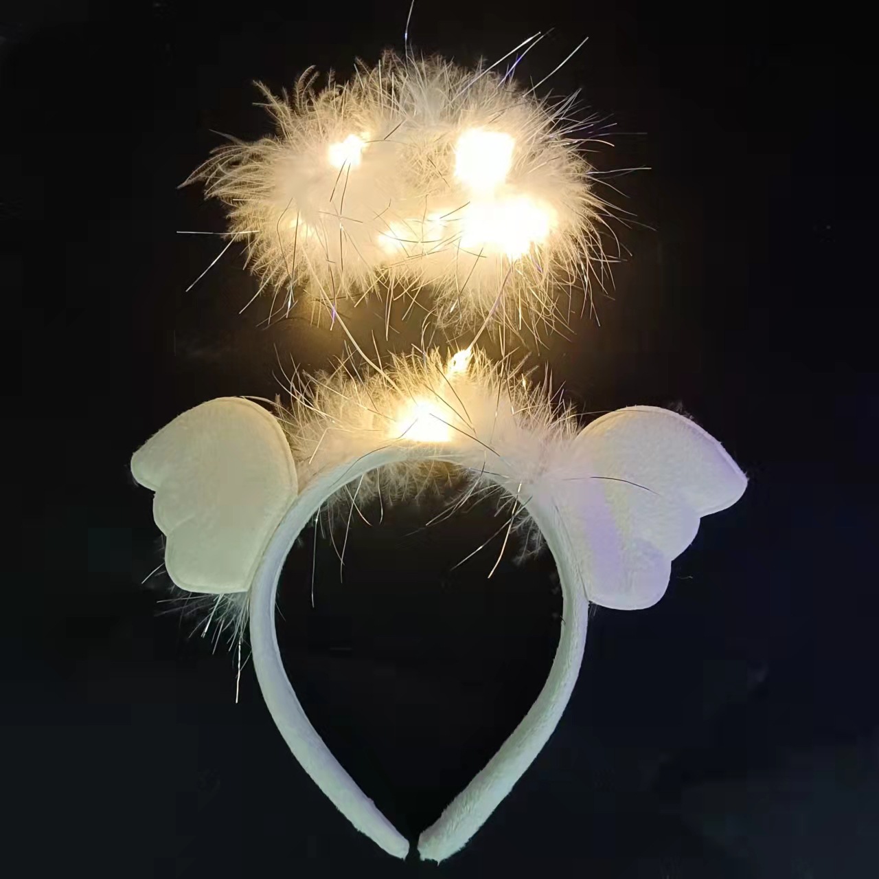 圣诞节发光头饰天使光环显脸小发箍头箍发夹简约羽毛发卡生日发饰详情6