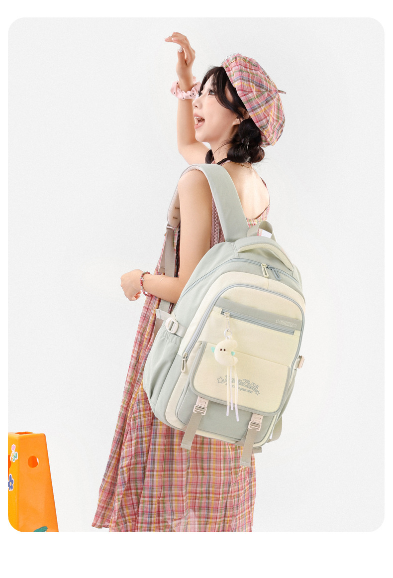 New high-appearance-level weight reduction and spine protection schoolbag for girls, junior high school students, large-capacity ultra-light campus backpack for teenagers pic 32