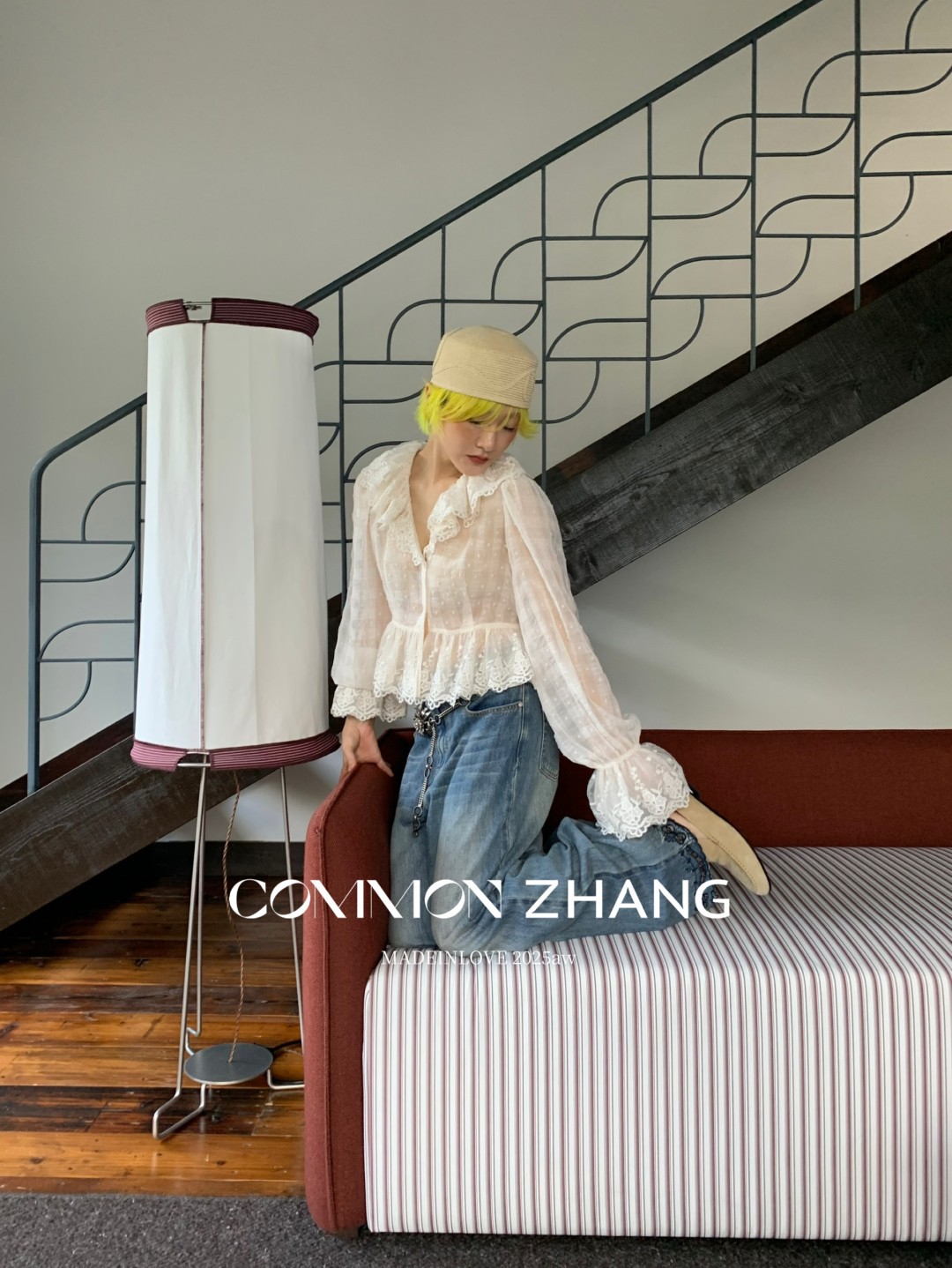 CZ ZHANG Early Autumn French sweet Lace collar flared sleeves see-through polka dot shirt for women B33039 pic 11