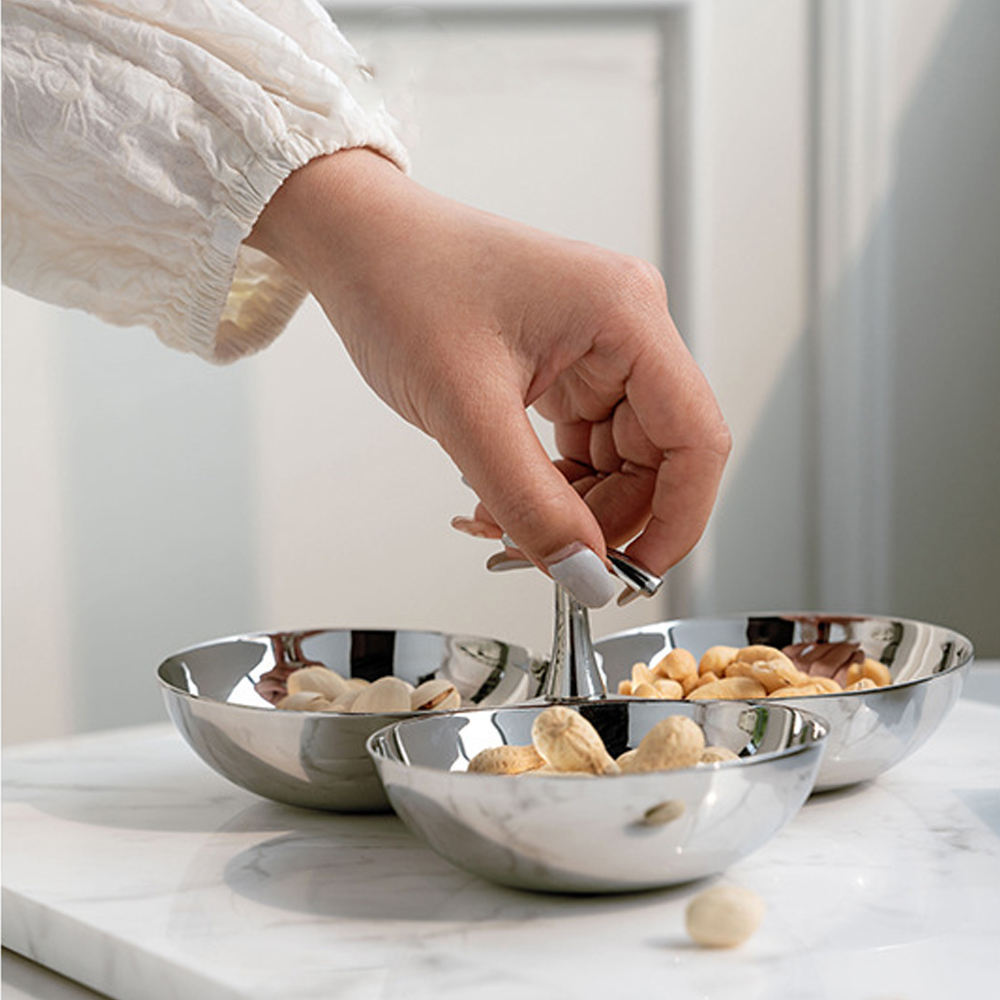 Cross-border light luxury high-end stainless steel dried fruit tray, home creative living room coffee table, fruit plate, snack bowl, fruit plate pic 3