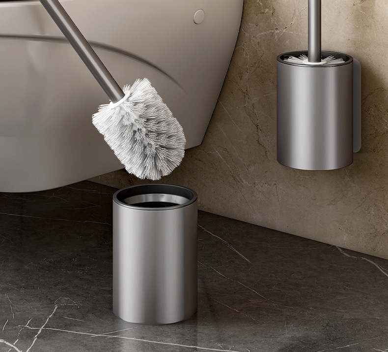 马桶刷套装浴室厕所清洁刷子免太空铝打孔家用无痕贴跨境长柄刷架详情2