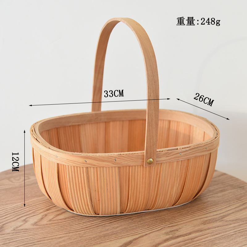 田园手提野餐水果篮编织送闺蜜坐月子鸡蛋插鲜花篮蔬菜收纳筐批发详情4