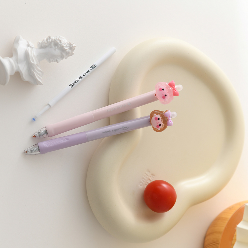 Chenxi Summer Garden Party Press Erasable Pen 1+2 Set, blue pen core ST pen tip 0.5mm, smooth writing pic 11