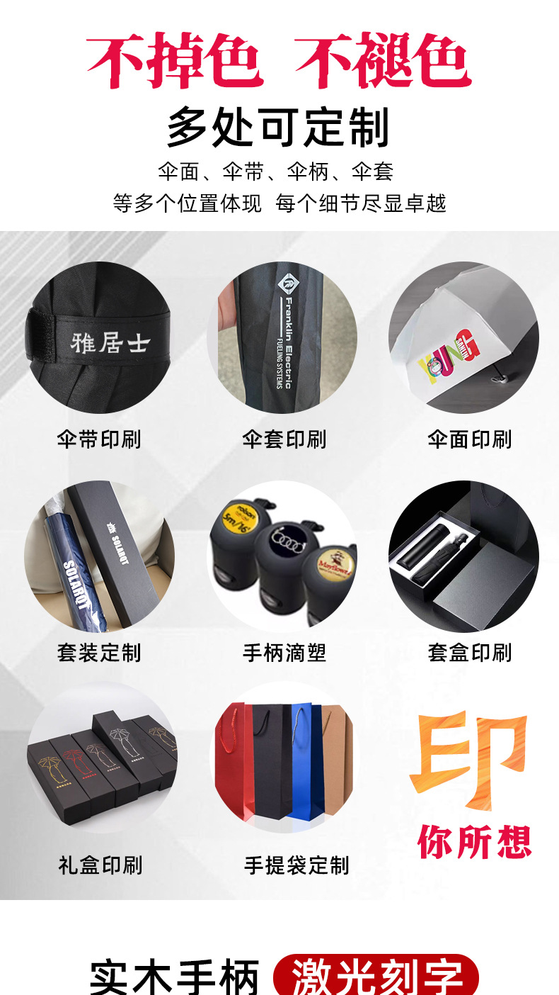 三折自动雨伞定制批发折叠广告伞印logo防晒遮阳加大晴雨两用黑胶详情3