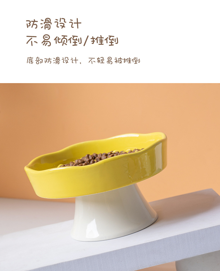 Ceramic slow food bowl, high-legged cat bowl, neck guard that is not easy to tip over, dog choke prevention bowl, pet bowl, cross-border cat food slow food basin pic 12