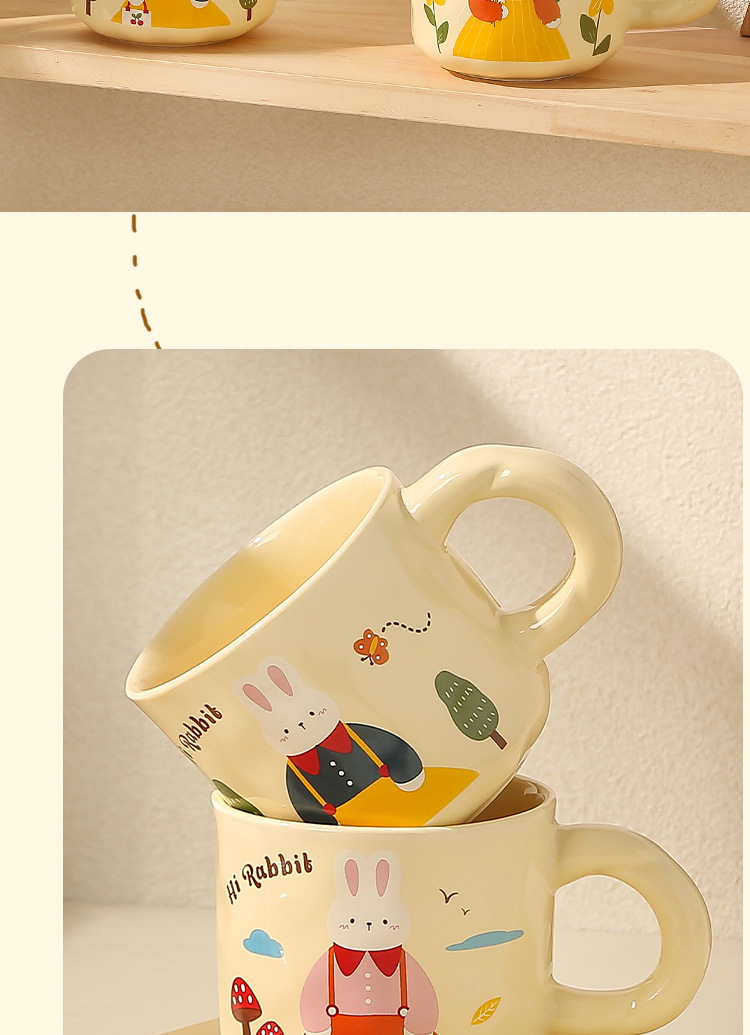 Creative Rabbit Mug with lid and spoon Ceramic Cup Gift box set, cute cup souvenir gift box set pic 5