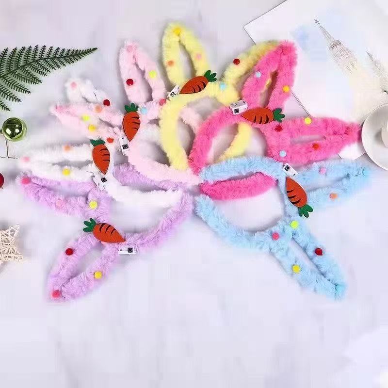 发光发箍发亮羽毛兔耳朵发夹毛绒头箍地摊头饰玩具地推礼品批发详情2