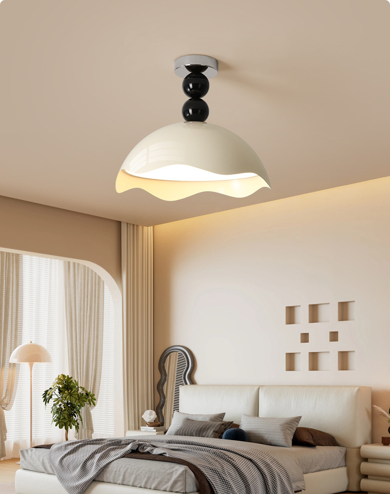 Creative cream-eggshell, ancient-style bedroom ceiling lamp, girlish style, ins Memphis, high-end bedroom room lamp pic 25