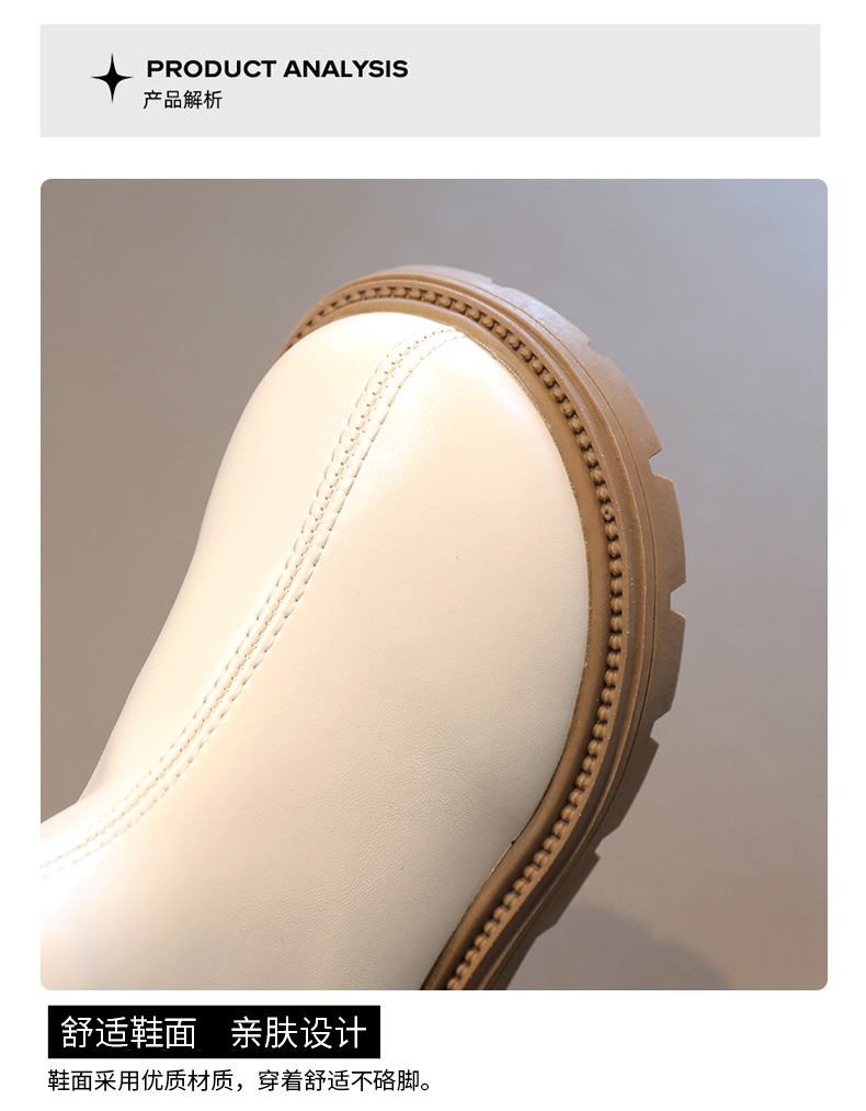 女童靴子儿童马丁靴2023秋冬新款中大童女孩短靴纯色毛线口中筒靴详情3