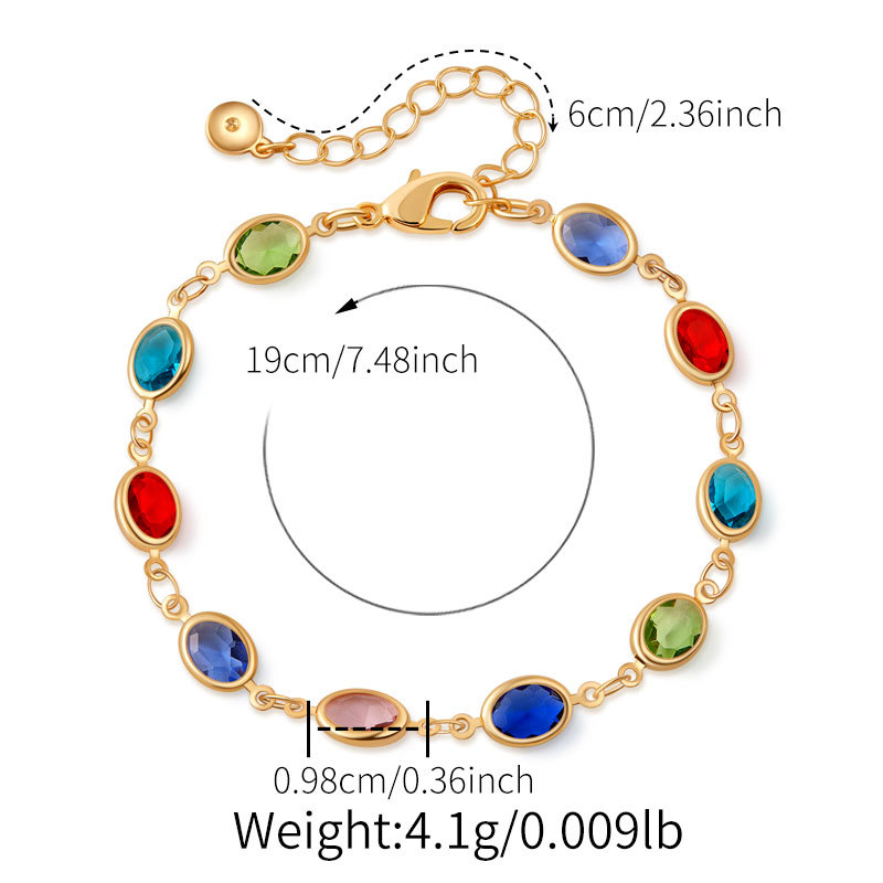 多巴胺手链跨境爱心设计小众几何水滴方形玻璃钻度假风小清新手饰详情11