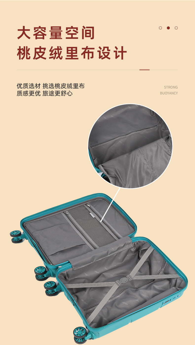 新款PP旅行箱学生大容量拉杆箱万向轮静音旅行箱防爆拉链旅行箱详情6