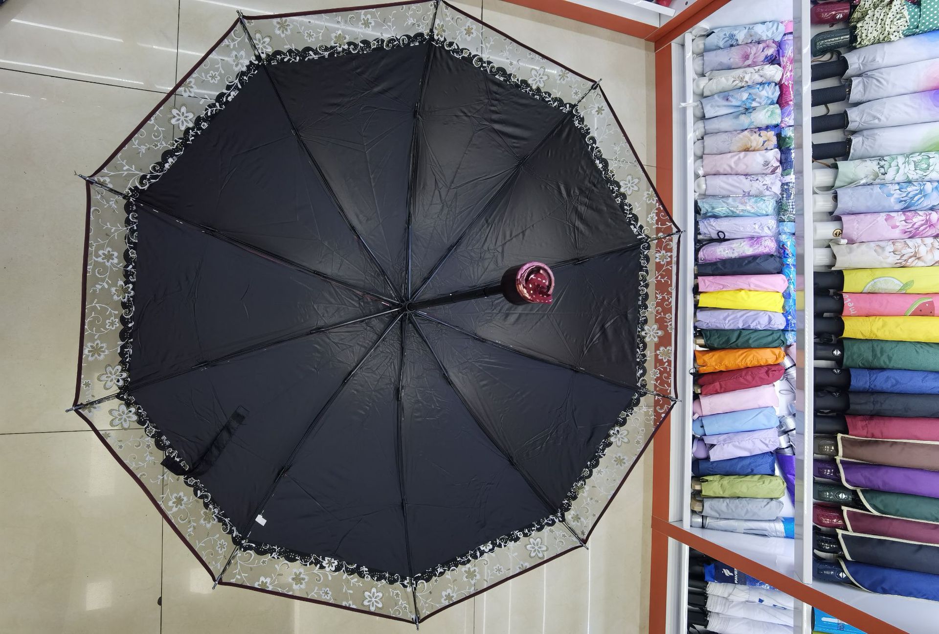 10 Bone lace lace umbrella for girls, high appearance level, black rubber sunshade, all-weather and all-weather sunshade umbrella, thickened and enlarged pic 2